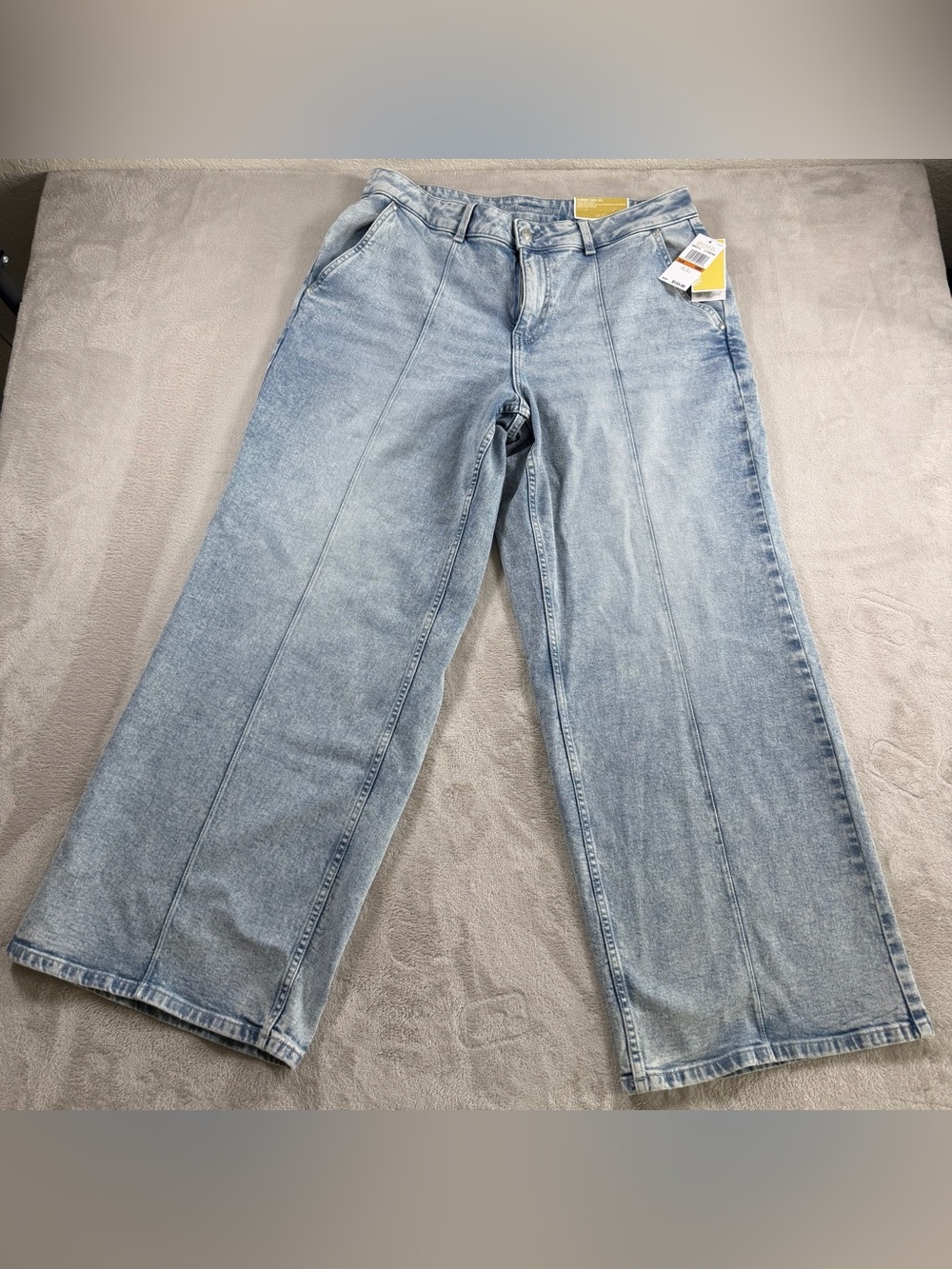 Michael Kors Carmen Wide Leg Jeans Womens 16W Light Stone Wash Cotton Denim New
